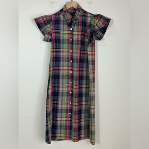 Andion Women's Plaid Puff Sleeve Plaid Midi Dress Size XS